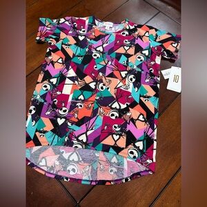 Disney Lularoe Size 10 Girls Gracie top Nightmare before Christmas NEW